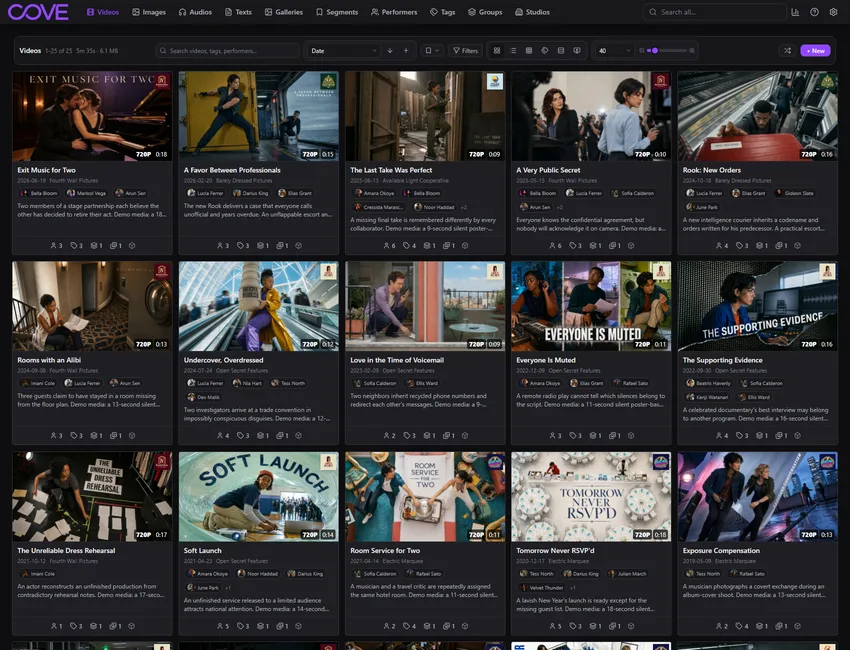 Cove videos page using the broadcast theme.