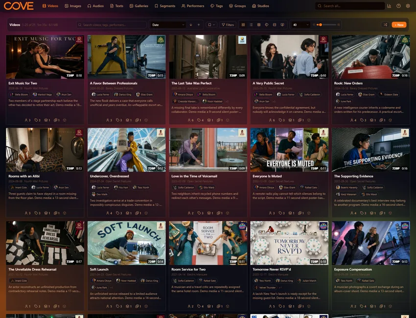 Cove videos page using the ember theme.