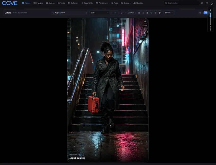 Cove vertical viewing mode for videos.
